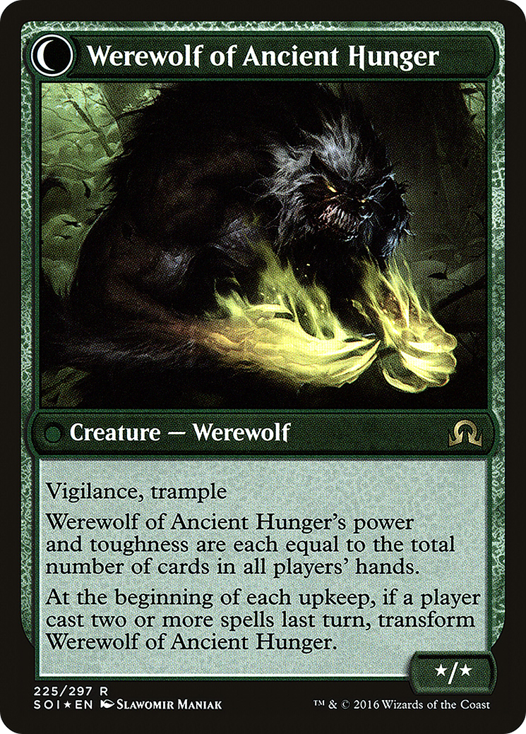 Sage of Ancient Lore // Werewolf of Ancient Hunger (PRE-225S) - Shadows over Innistrad Promos: (Double Faced Transform) Foil