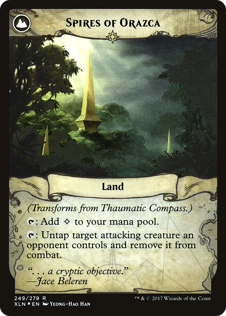 Thaumatic Compass // Spires of Orazca (PRE-249S) - Ixalan Promos: (compasslanddfc) Foil