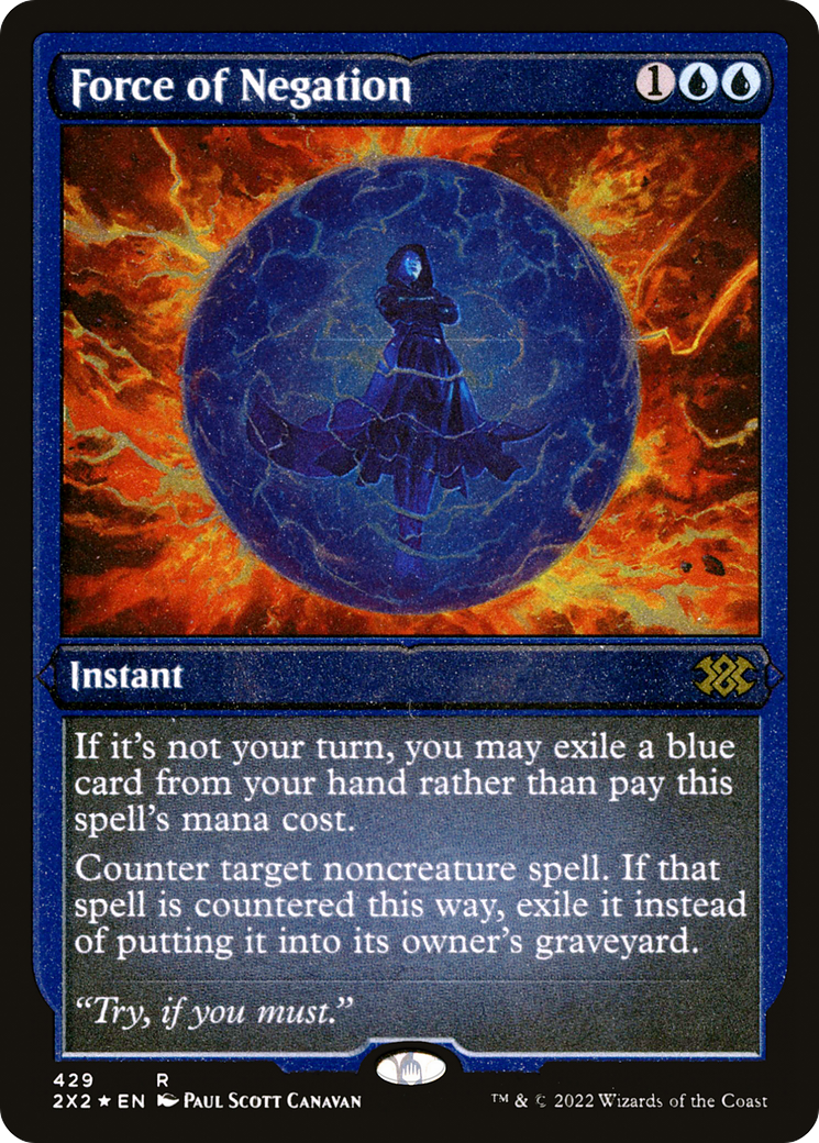 Force of Negation (2X2-429) - Double Masters 2022 Etched Foil