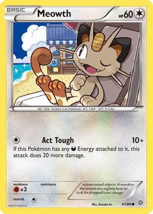 Meowth 061/98  - Reverse Holofoil XY  Ancient Origins - Common