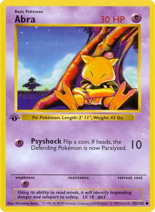 Abra 043/102  - 1st Edition Base Set Shadowless - Common
