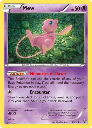 Mew 029/124  - Holofoil XY  Fates Collide - Holo Rare