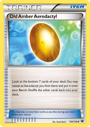 Old Amber Aerodactyl 106/124  XY  Fates Collide - Uncommon