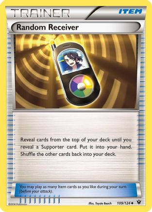 Random Receiver 109/124  - Reverse Holofoil XY  Fates Collide - Uncommon