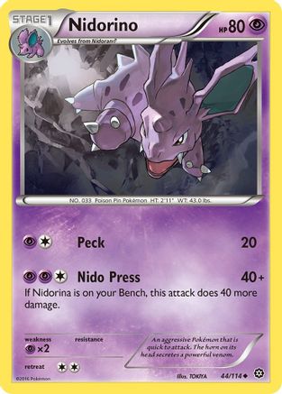 Nidorino 044/114  - Reverse Holofoil XY  Steam Siege - Uncommon