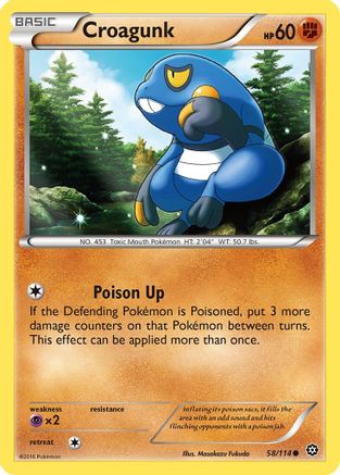 Croagunk 058/114  - Reverse Holofoil XY  Steam Siege - Common