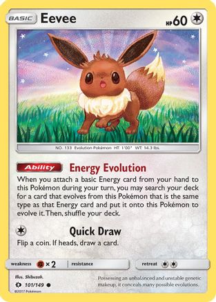Eevee 101/149  - Reverse Holofoil SM Base Set - Common