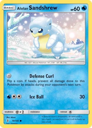 Alolan Sandshrew 019/145  - Reverse Holofoil SM  Guardians Rising - Common