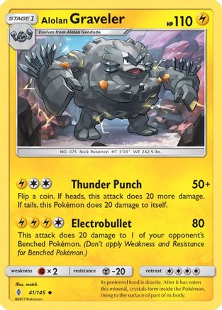 Alolan Graveler 041/145  - Reverse Holofoil SM  Guardians Rising - Uncommon