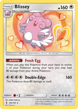 Blissey 102/145  - Reverse Holofoil SM  Guardians Rising - Holo Rare