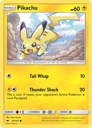 Pikachu 040/147  SM  Burning Shadows - Common