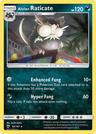 Alolan Raticate 082/147  - Reverse Holofoil SM  Burning Shadows - Rare