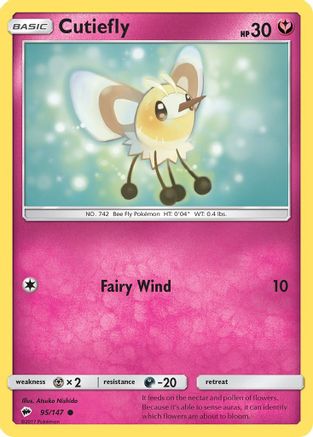 Cutiefly 095/147  - Reverse Holofoil SM  Burning Shadows - Common