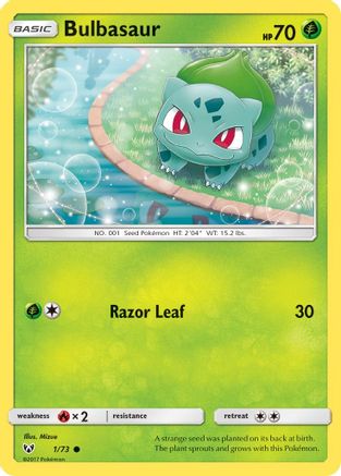 Bulbasaur 001/73  - Reverse Holofoil Shining Legends - Common
