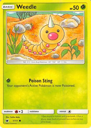 Weedle 001/111  SM  Crimson Invasion - Common
