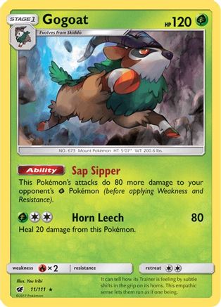 Gogoat 011/111  - Reverse Holofoil SM  Crimson Invasion - Holo Rare