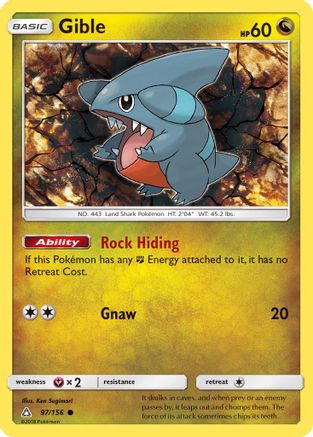Gible (97) 097/156  - Reverse Holofoil SM  Ultra Prism - Common
