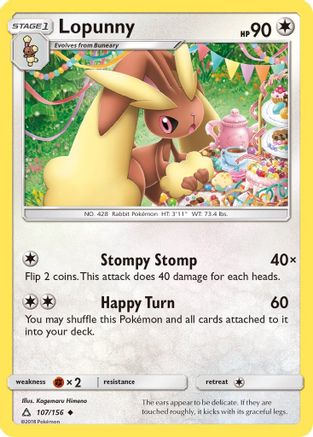 Lopunny 107/156  SM  Ultra Prism - Uncommon