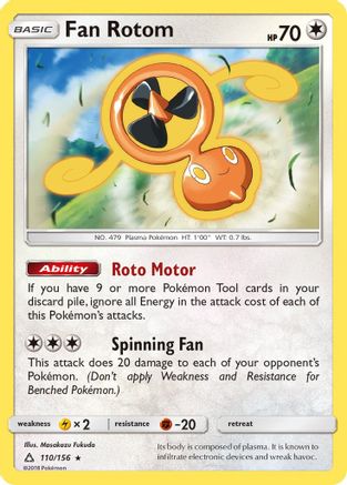 Fan Rotom 110/156  SM  Ultra Prism - Rare