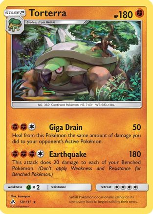 Torterra 058/131  - Reverse Holofoil SM  Forbidden Light - Rare