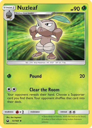 Nuzleaf 013  - Reverse Holofoil SM  Celestial Storm - Uncommon