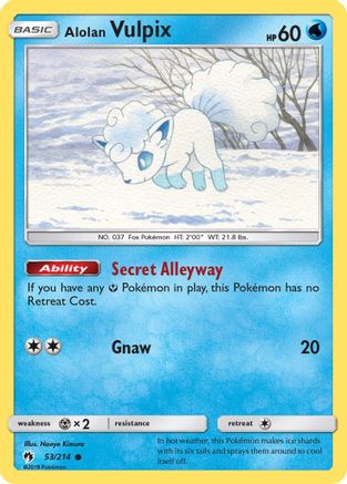Alolan Vulpix 053/214  - Reverse Holofoil SM  Lost Thunder - Common