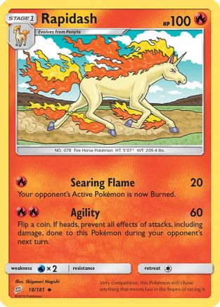 Rapidash 018/181  - Reverse Holofoil SM  Team Up - Uncommon