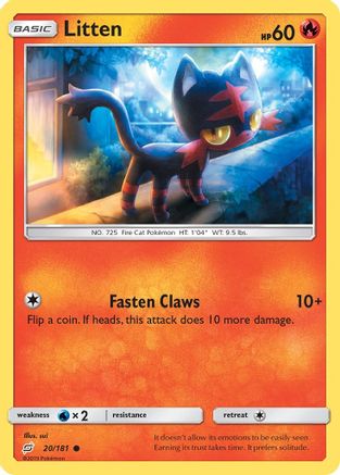 Litten 020/181  - Reverse Holofoil SM  Team Up - Common