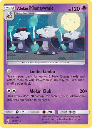 Alolan Marowak 064/181  - Reverse Holofoil SM  Team Up - Rare