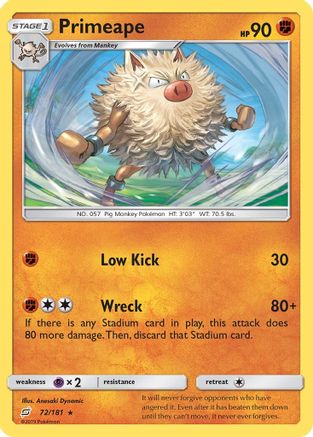 Primeape 072/181  SM  Team Up - Rare