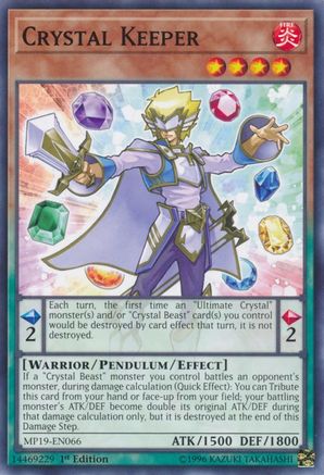 Crystal Keeper (MP19-EN066) - 2019 Gold Sarcophagus Tin Mega Pack 1st Edition