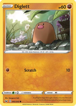 Diglett 092/202  SWSH01 Sword & Shield Base Set - Common