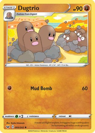 Dugtrio 093/202  SWSH01 Sword & Shield Base Set - Uncommon