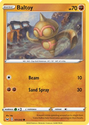 Baltoy (101) 101/202  - Reverse Holofoil SWSH01 Sword & Shield Base Set - Common