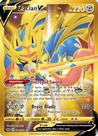 Zacian V (Secret) 211/202  - Holofoil SWSH01 Sword & Shield Base Set - Secret Rare