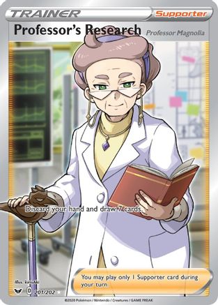 Professor's Research (Full Art) 201/202  - Holofoil SWSH01 Sword & Shield Base Set - Ultra Rare