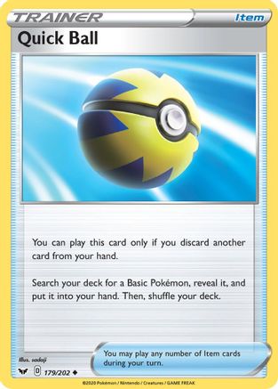 Quick Ball 179/202  SWSH01 Sword & Shield Base Set - Uncommon