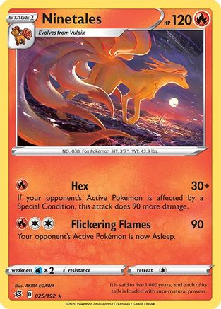 Ninetales 025/192  - Reverse Holofoil SWSH02 Rebel Clash - Rare