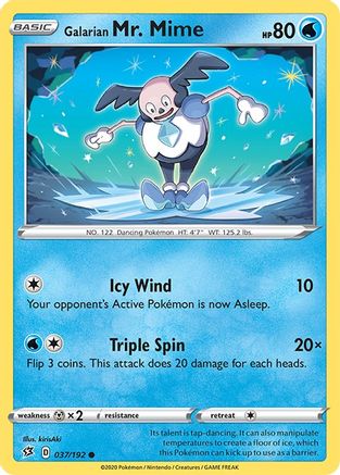 Galarian Mr. Mime 037/192  - Reverse Holofoil SWSH02 Rebel Clash - Common