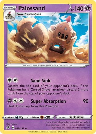 Palossand 082/192  - Reverse Holofoil SWSH02 Rebel Clash - Uncommon