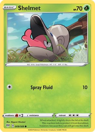 Shelmet 009/189  - Reverse Holofoil SWSH03 Darkness Ablaze - Common