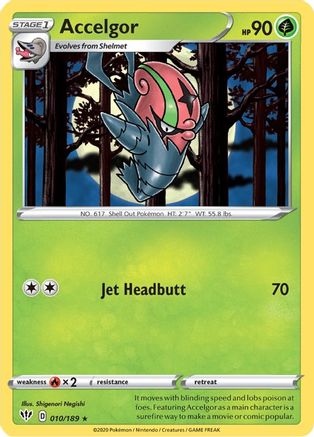 Accelgor 010/189  - Reverse Holofoil SWSH03 Darkness Ablaze - Rare