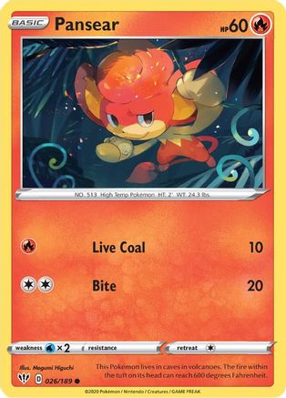 Pansear 026/189  SWSH03 Darkness Ablaze - Common