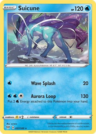 Suicune 037/189  - Reverse Holofoil SWSH03 Darkness Ablaze - Holo Rare