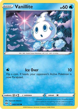 Vanillite 045/189  - Reverse Holofoil SWSH03 Darkness Ablaze - Common