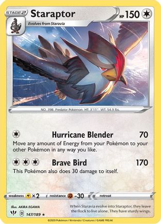 Staraptor 147/189  - Reverse Holofoil SWSH03 Darkness Ablaze - Rare