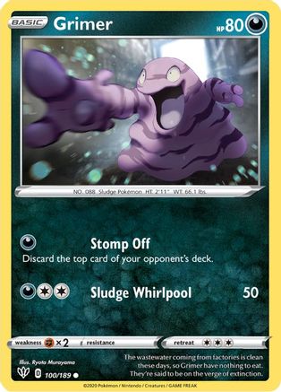 Grimer 100/189  - Reverse Holofoil SWSH03 Darkness Ablaze - Common