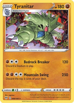 Tyranitar 088/189  - Holofoil SWSH03 Darkness Ablaze - Holo Rare