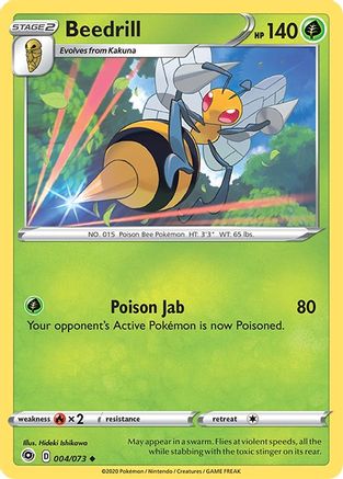 Beedrill 004/73  - Reverse Holofoil Champions Path - Uncommon