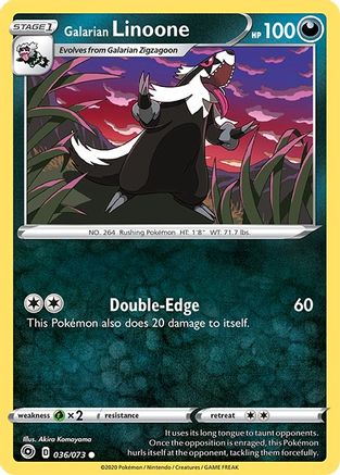 Galarian Linoone 036/73  - Reverse Holofoil Champions Path - Common